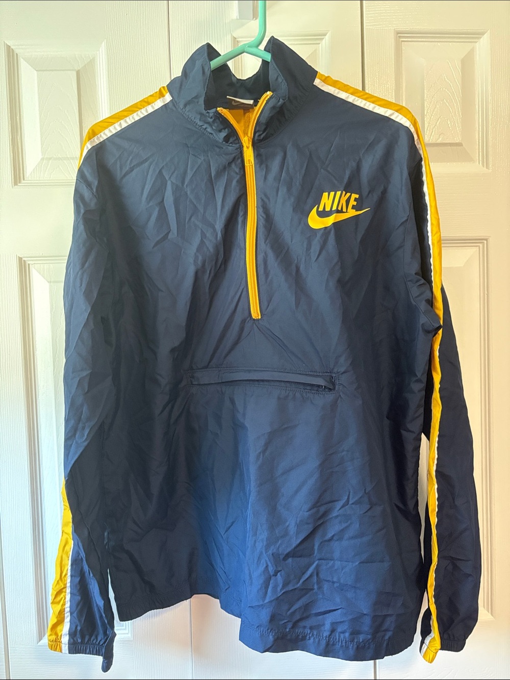 Nike Men’s Vintage Navy Windbreaker with Yellow Accents